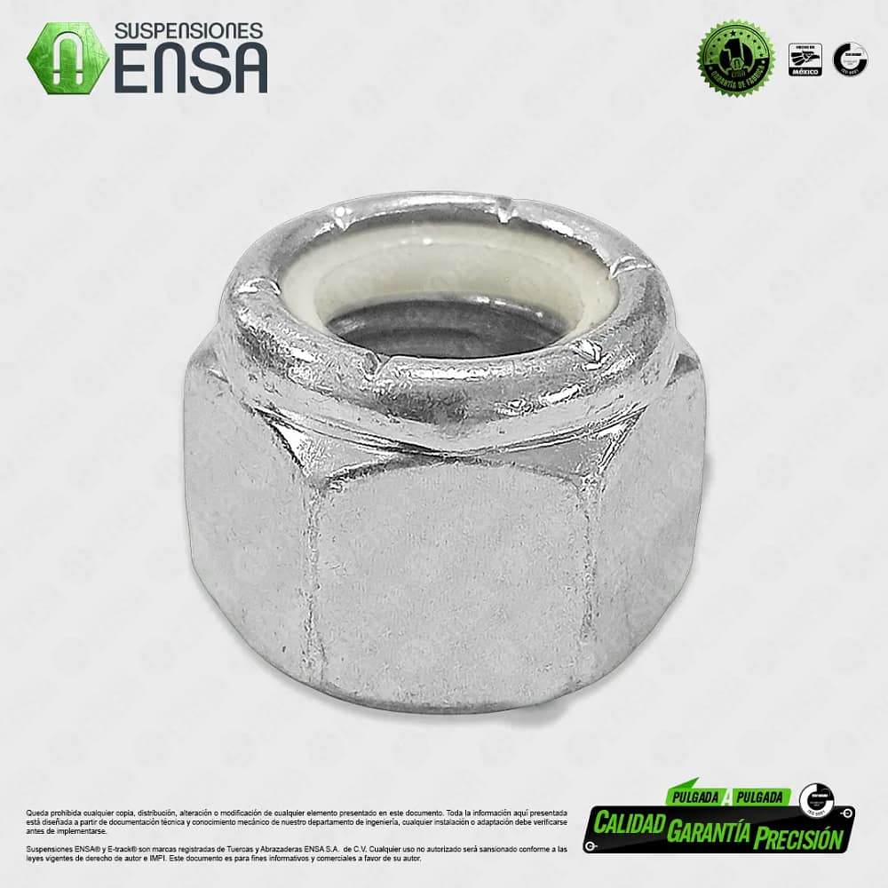 Tuerca Seguridad Inserto Nylon Galvanizada NF 1/2"