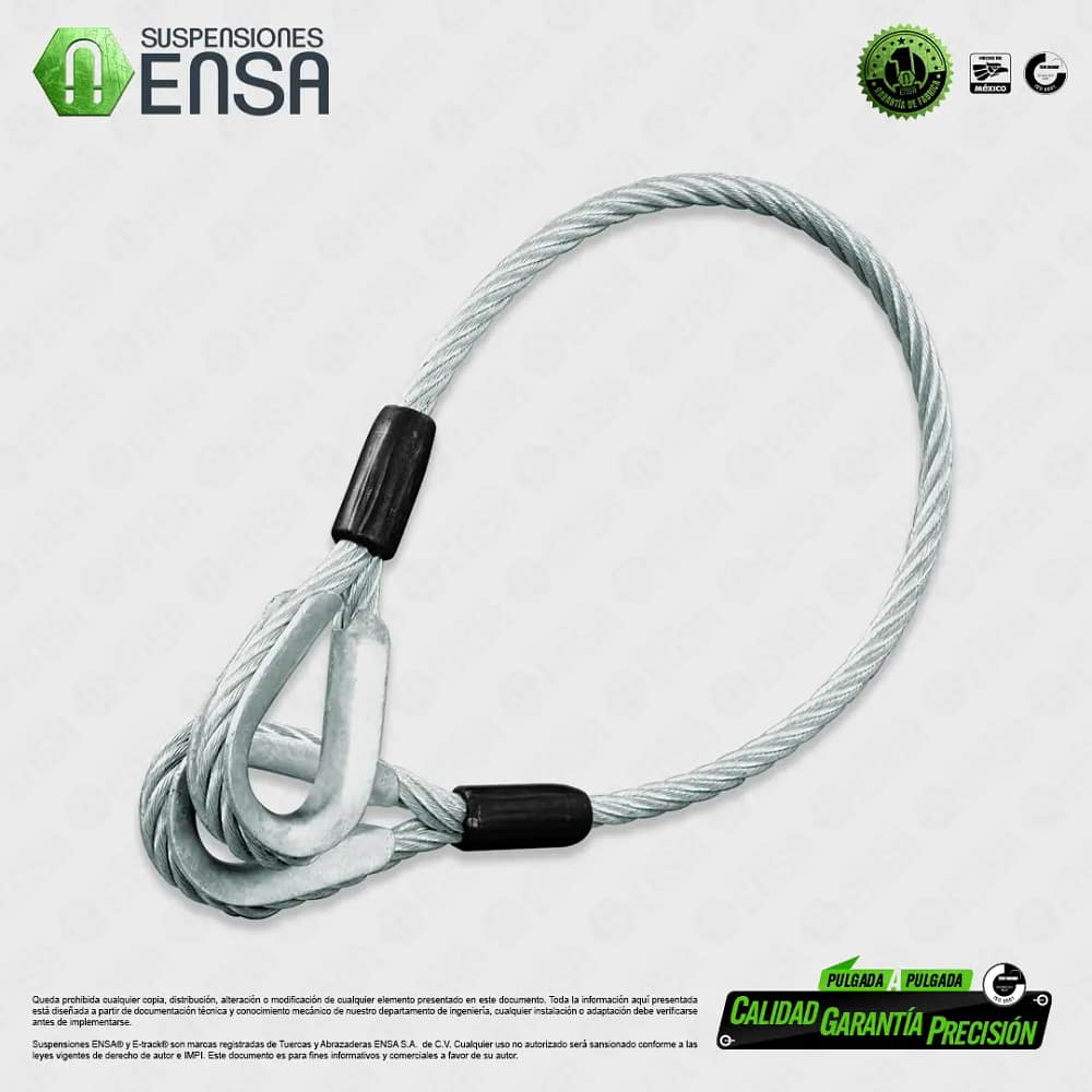 Estrobo 28" en Cable Galvanizado 3/8" Con Casquillo de Acero y Guarda Ref 3/8" Ojo con Guarda Cabo a 2"